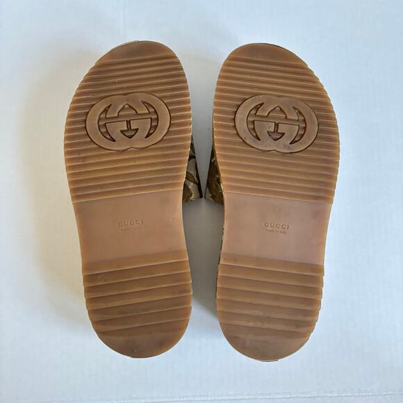 Gucci Angelina Platform Slide Sandals Beige GG Monogram Floral Canvas Size EU 38 - Picture 12 of 14